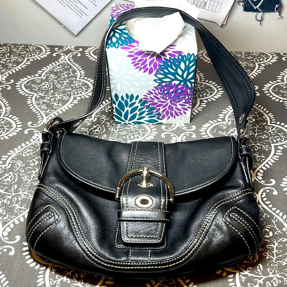 Coach Black Hobo Bag with Silver Accent